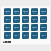 Carré Bleu Dachshund, ajouter du texte, Sticker (Feuille)