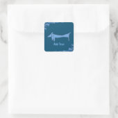 Carré Bleu Dachshund, ajouter du texte, Sticker (Sac)