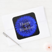 Carré Bleu Dandelion Joyeux Sticker d'anniversaire (Enveloppe)