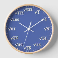 Carré bleu horloge racine Mathématiques horloge