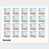 Carré Bleu mignon Jungle Baby Sticker animal (Feuille)