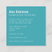 carré bleu turquoise simple carte de visite (Dos)