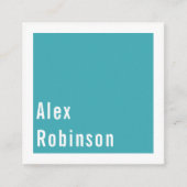 carré bleu turquoise simple carte de visite (Devant)