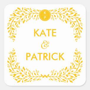 Carré Blisser Laurel ÉDITABLE Sticker Mariage COULEUR