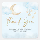 Carré Blue Over the Moon Baby Shower  Square Sticker (Devant)