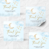 Carré Blue Over the Moon Baby Shower  Square Sticker