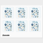 Carré Blue Seashell Sticker | Custom Name (Feuille)