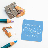 Carré Blue White Grad Typography Graduation Sticker