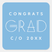Carré Blue White Grad Typography Graduation Sticker (Devant)