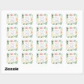 Carré Blush Pink Floral faveur merci sticker (Feuille)