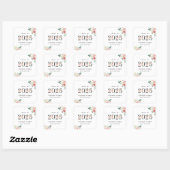Carré Blush Pink Floral Numbers Graduation Sticker (Feuille)