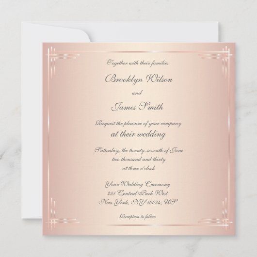 Carré Blush Wedding Invitations Élégant (Devant)