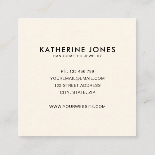 Carré Boho Abstrait Simple Modern Carte de visite (Dos)