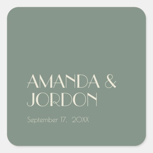 Carré Boho Deco d'automne | Sage Green Sticker Mariage S (Devant)