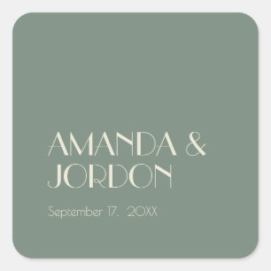 Carré Boho Deco d'automne   Sage Green Sticker Mariage S