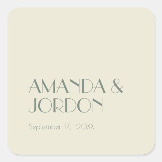 Carré Boho Deco d'automne | Sticker Mariage crème (Devant)