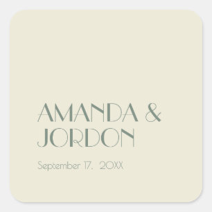 Carré Boho Deco d'automne Sticker Mariage crème