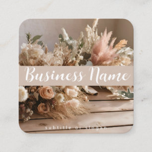 Carré Boho Esthétique Floral séché Carte de visite
