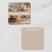 Carré Boho | Esthétique | Floral séché | Carte de visite (Devant / Derrière)