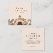 Carré Boho Floral Carte de visite (Devant / Derrière)