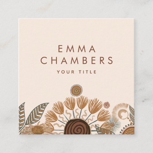 Carré Boho Floral Carte de visite (Devant)