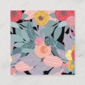 Carré Boho Floral Carte de visite (Dos)