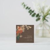 Carré Boho Floral Crème Brown Lin Carte de visite (Debout devant)