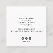 Carré Boho Floral Vines Carte de visite (Dos)