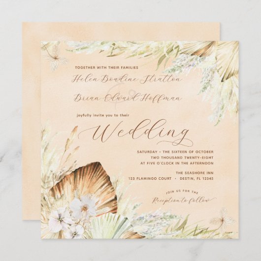 Carré Boho Mariage 2 Invitation (Devant / Derrière)