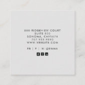 Carré Boho Monogramme Carte de visite de feuilles floral (Dos)