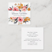 Carré Boho Pink Floral Carte de visite (Devant / Derrière)