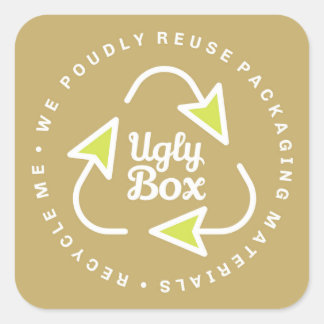 Carré Boîte moche Sticker emballage Recyclé Brown & chau
