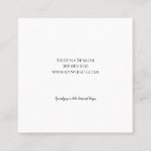 Carré Botanique Boho Carte de visite de plume noir et bl (Dos)