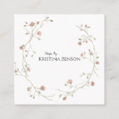 Carré Botanique Boho Carte de visite de plume noir et bl (Devant)