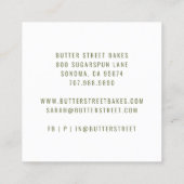 Carré boulangerie Baker Dessert Carte de visite de resta (Dos)