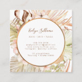 Carré Bouquet vert de pêche Boho carte de visite (Dos)