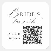 Carré Bride’s Favorite QR Code Wedding Drink Sticker (Devant)