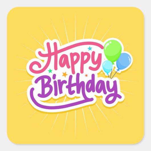 Carré Bright Happy Anniversaire Sticker (Devant)