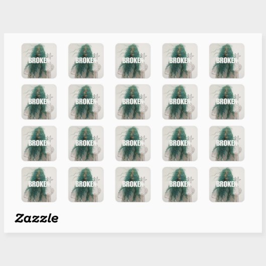 Carré BROKEN teal-haired figure sticker (Feuille)