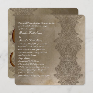 Carré Brown Vintage Mariage damassé Invitation