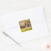 Carré Burlap Heart | Rustique Enregistrer le sticker de (Enveloppe)