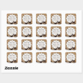 Carré Burlap rustique, Snowflakes Wedding Favor Sticker  (Feuille)