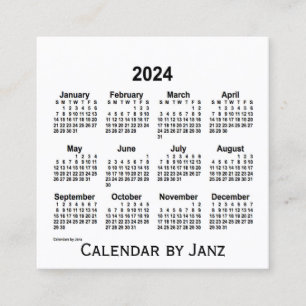Carré Calendrier blanc 2024 par Janz Carte de visite Car