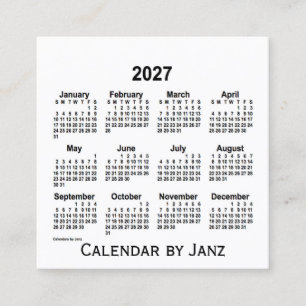 Carré Calendrier blanc 2027 par Janz Carte de visite Car