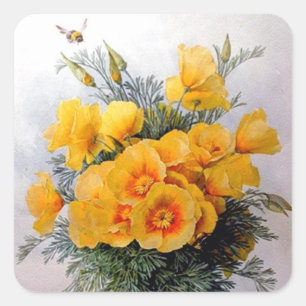 Carré "California Poppies" par Paul de Longpre - Sticker