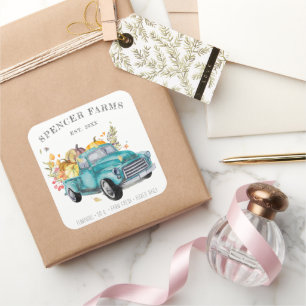 Carré Camion de récolte vintage Sticker de Thanksgivin
