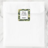 Carré Camo Anniversaire Fête Favoriser Sticker vert (Sac)
