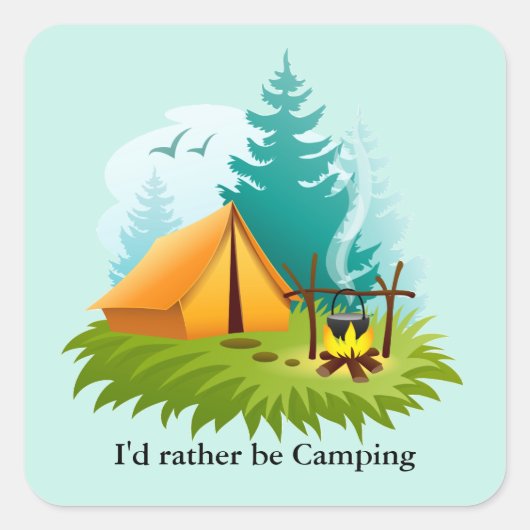 Carré Camping Design Sticker (Devant)