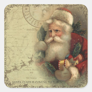 Carré Carte de la route père Noël du Sticker Mondial