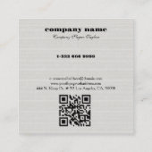 Carré Carte de visite à code QR en toile de lin blanc (Dos)